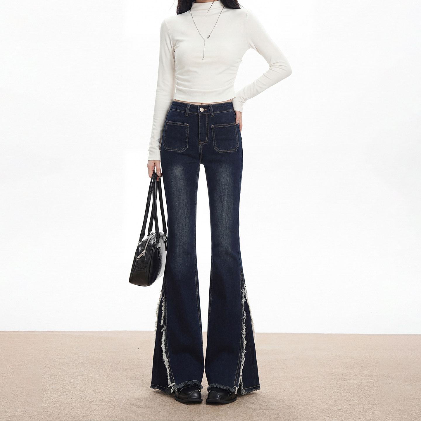 2026复古毛边系带微喇牛仔裤女修身显瘦百搭喇叭裤女士弹力女裤,女装/女士精品,牛仔裤,淘宝优惠券,粉丝福利购,淘宝优惠卷