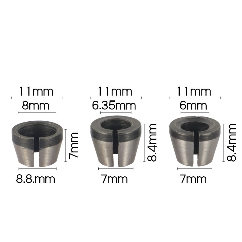 雕刻机螺帽转换夹头修边机夹头转换套木工铣刀具夹头6mm1/4柄8mm图片