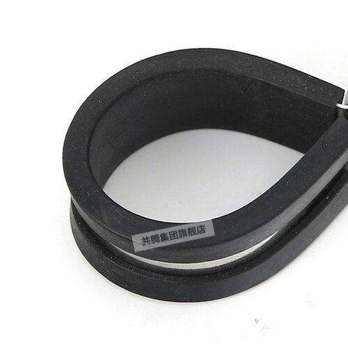 304不锈钢连胶条喉箍U型固定夹管夹电缆电线连胶条卡箍橡胶减震抱