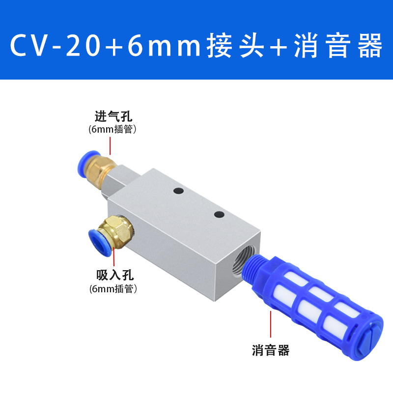 气动真空发生器CV-10/15/20/25HS负压发生器吸盘控制真空阀大吸力