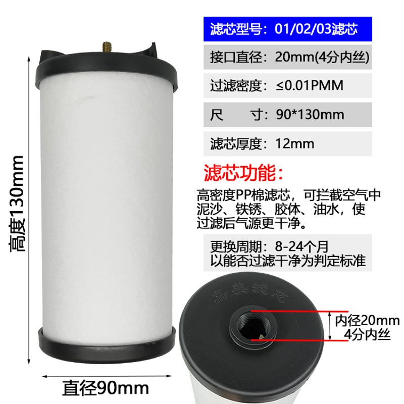 自胜气泵空压机过滤器滤芯通用压缩空气油水分离器净化器过滤棉