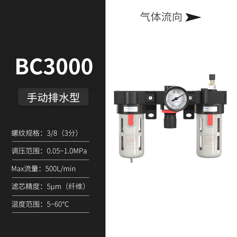 气动气泵油水分离器空压机过滤器气源处理器油雾器调压阀二联件