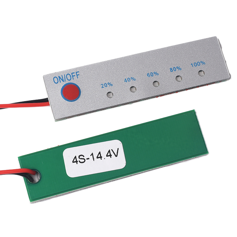 四串14.4V电量显示板 磷酸x铁锂指示板电池电量显示带开关五级指