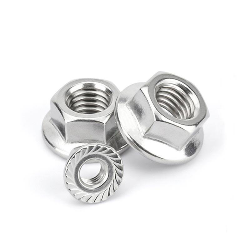 316/201/304不锈钢法兰螺母防滑锁紧螺丝帽细牙反牙带垫防松螺帽