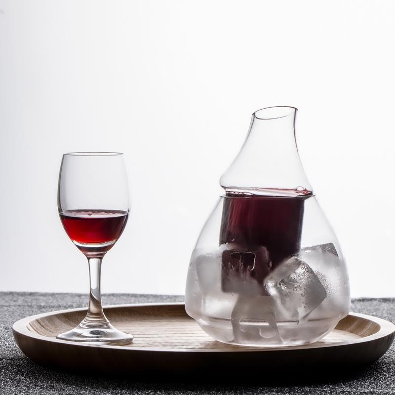 水晶玻璃冰酒器创意醒酒器分酒器餐厅红酒冰镇器小号醒酒冰酒套装