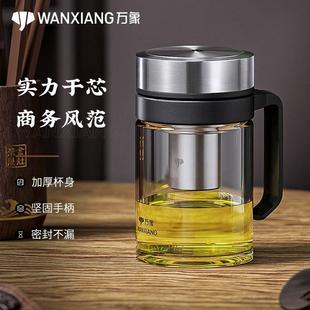 杯子 万象单层玻璃杯带把手柄茶杯家用简约办公水杯品质高硼硅男士