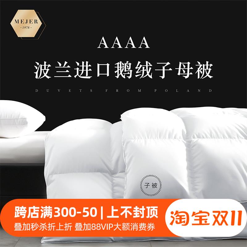 波兰进口羽绒被99%白鹅绒被二合一四季子母被加厚保暖鹅绒冬被芯