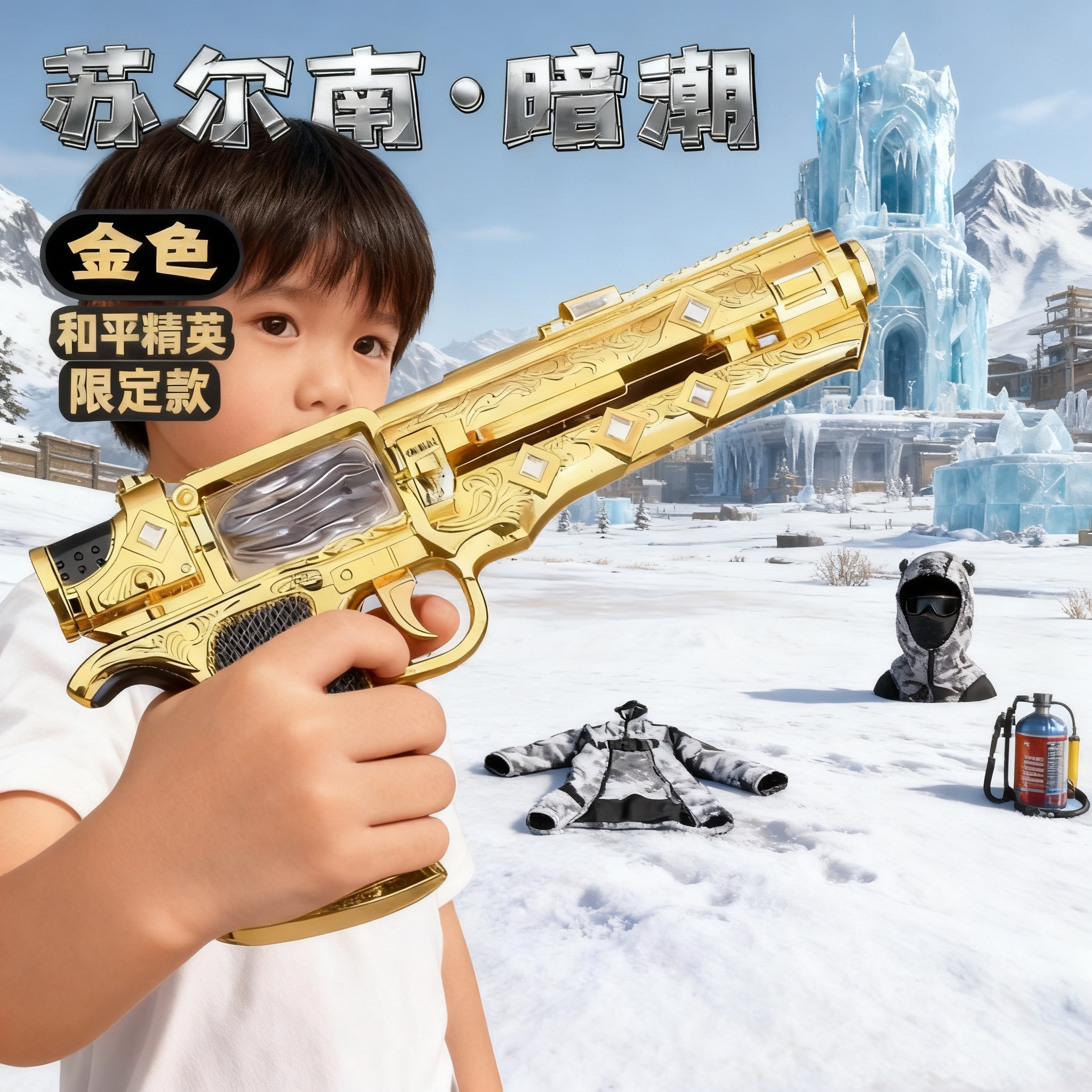 和平精英周边苏尔南暗潮金色限定款模型手枪连发玩具枪男孩礼物