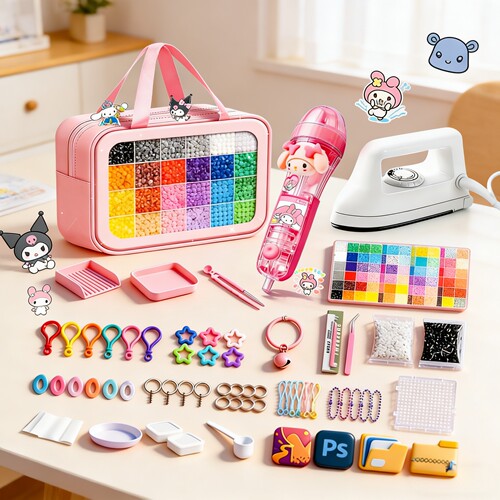 拼豆豆手工diy拼豆材料包全套工具套装拼斗儿童手工玩具融合豆