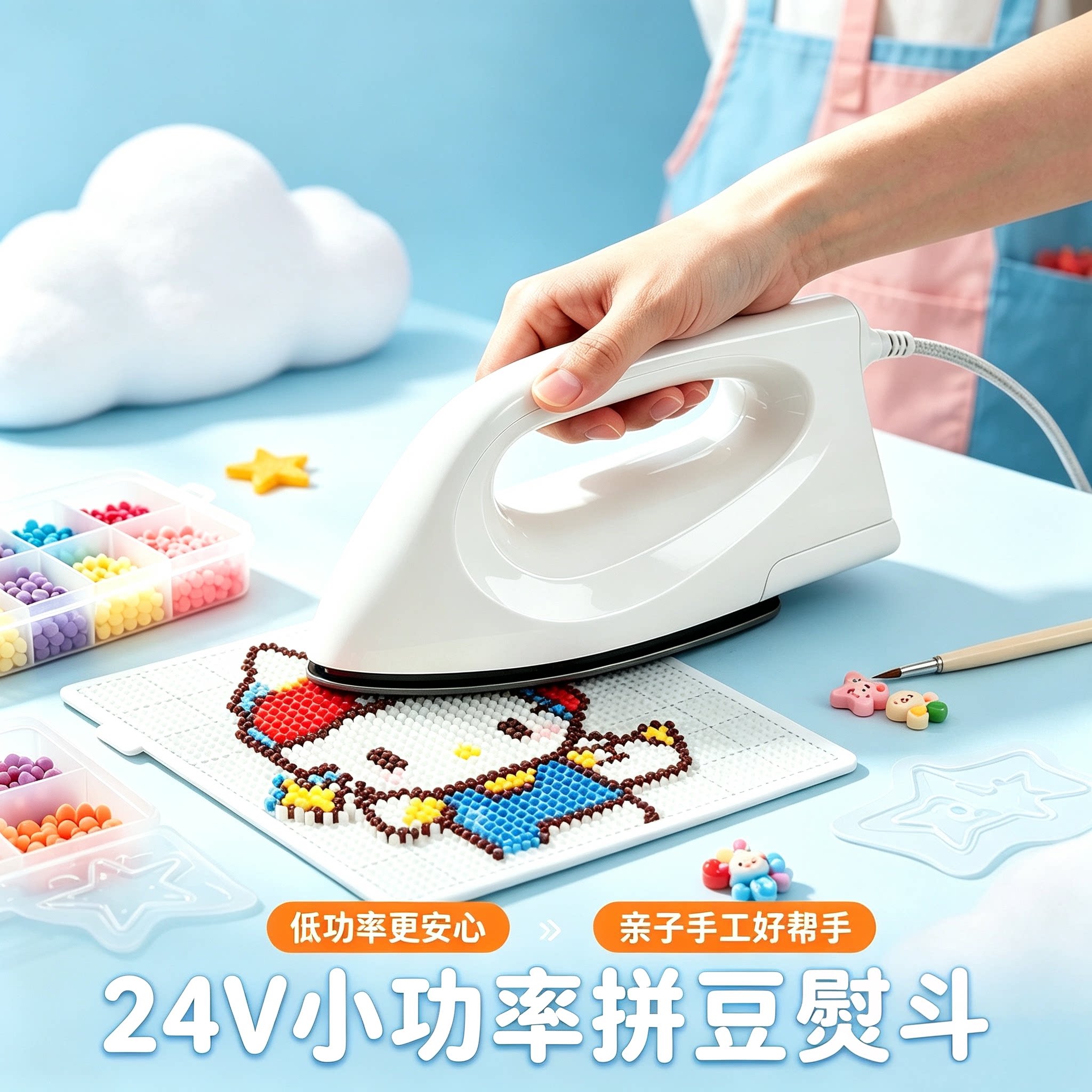 24V小功率拼豆熨斗手工DIY安全低功率3C可调节温度熨烫器大白熨斗