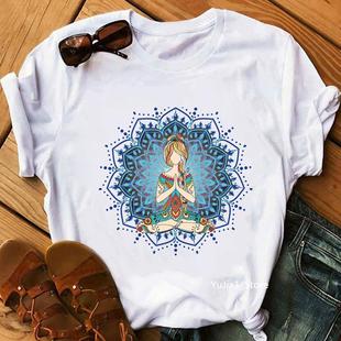 Beautiful Women Print Tshirts Graphic Rainbow Shir Mandala