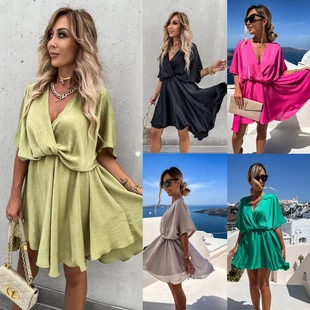 Satin Loose Dresses Casual Holiday Dresses For Women