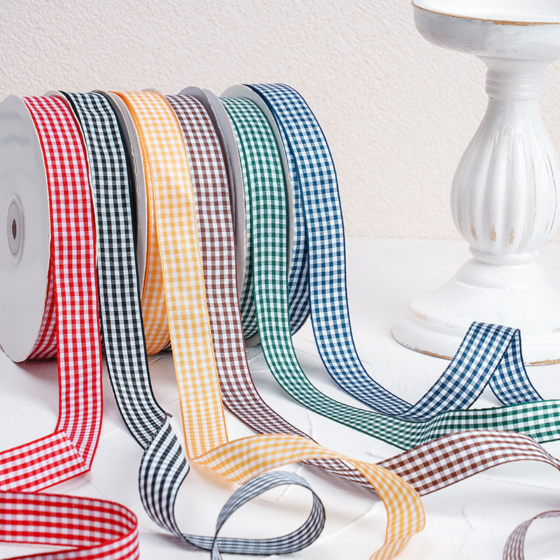 速发20242厘装格子丝带礼物礼盒花束蛋糕包材彩带手工米料烘焙缎