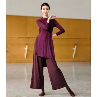 速发舞成人服蹈舞莫代尔练宽服长款 开叉古典舞艺考体服功松集训服