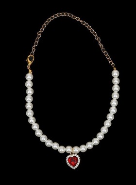 Cat Pearl Necklace Princess Style Colorful Acrylic Love Wate