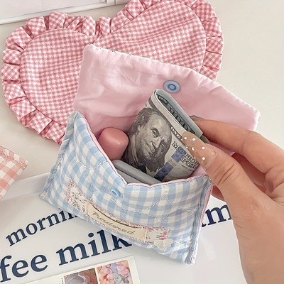 拼接格子口红包横款外出随身式