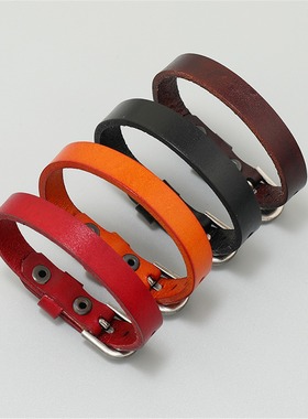 庞克复古多色可调节牛皮手链时尚