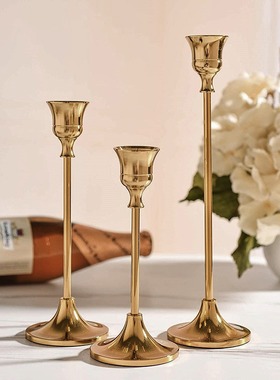 Nordic Home Light Luxury Candlestick Metal Ornament Electrop