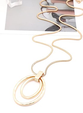 时尚双圈吊坠项链粗蛇链年女式