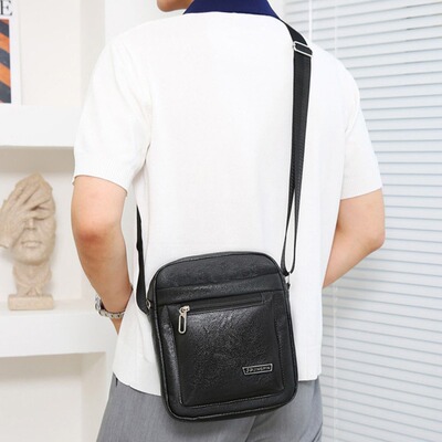 男士斜挎包时尚复古PU小方包商务