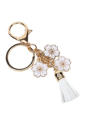Small Fresh Metal Cherry Blossom Pendant Keychain Drip Oil F