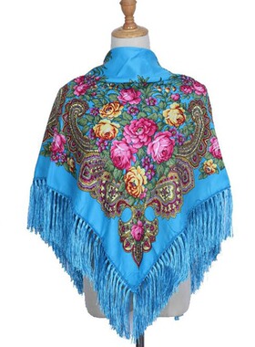 Ethnic style headscarf Baotou scarf women retro four sided t