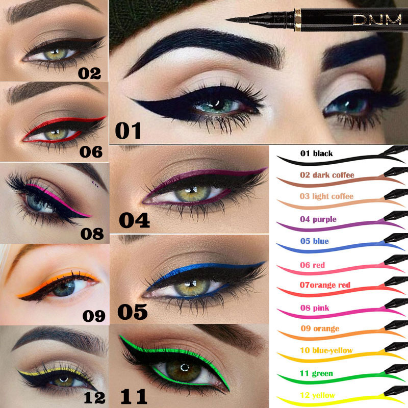 12 color color eyeliner and nylon head liquid eyeliner眼线笔