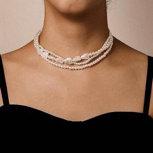 Necklace 项链 Vintage French Pearl choker Style temperament