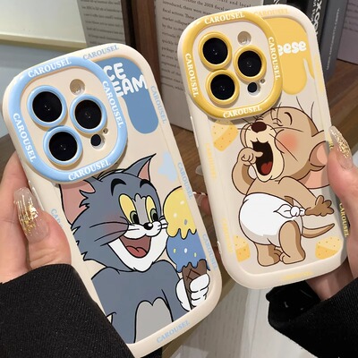 冰淇淋汤姆猫杰瑞适用于红米note13r/note12pro/Turbo手机壳k80至尊k60全包k40pro防摔k30i个性note11女泡芙