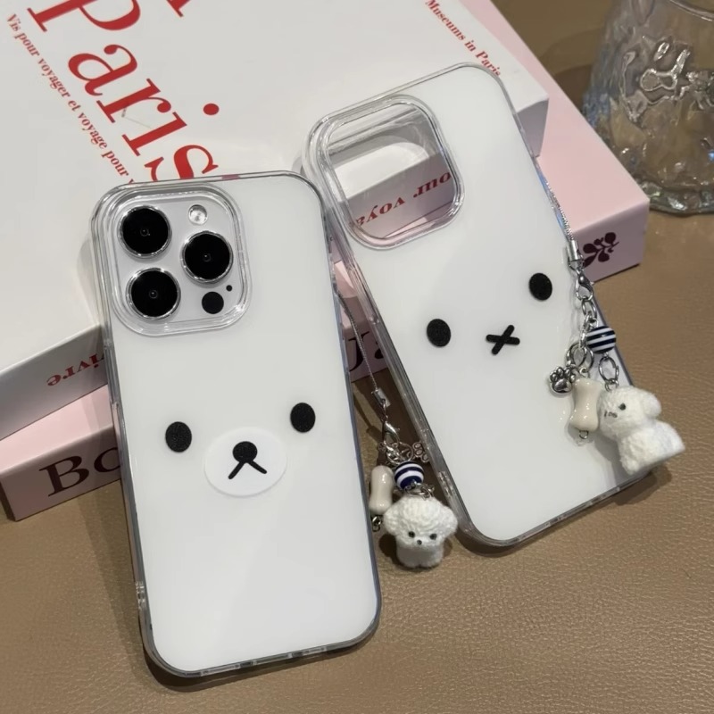 ZYL熊兔表情小狗适用于苹果16promax手机壳iphone15/14全包xsmax创意13proxr女12mini小众11pro白底IMD