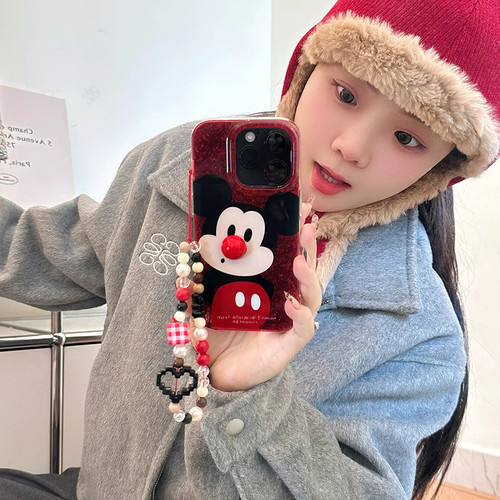 卡通红鼻子闪粉米奇适用于oppo reno13Pro/10/9手机壳r17透明reno5小众r11/reno8/7女ace2个性4se羽纱reno12