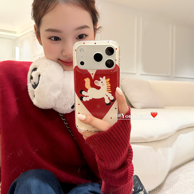 ZYL可爱新年红爱心好运小马适用于vivo x200promini/x300手机壳s30/20pro/19女neo10/9pros/z10turbo白底IMD