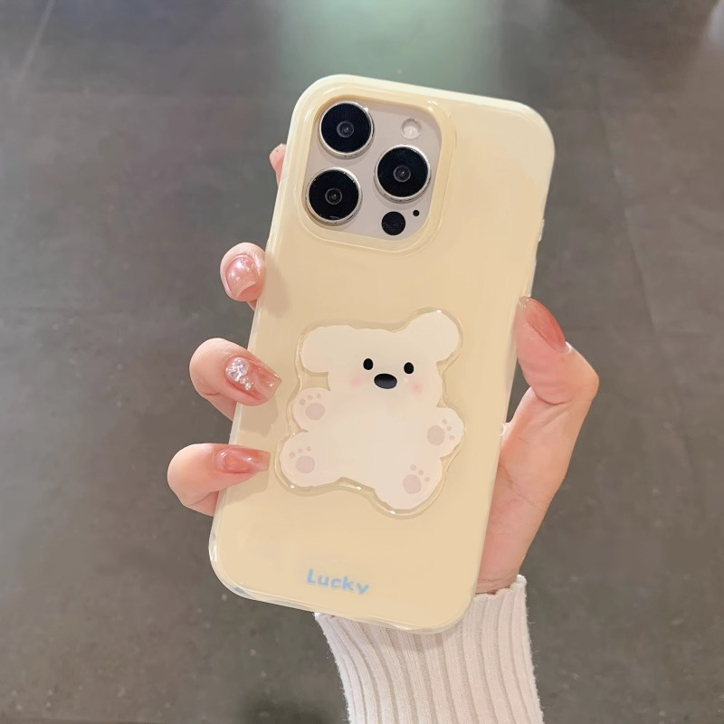 趣味立体卡通小黄狗适用于苹果16promax手机壳iphone15/14全包xsmax创意13proxr女12mini小众11pro白底IMD