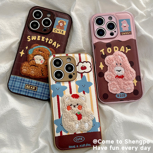 ZYL秋冬刺绣小熊情侣适用于一加ace5手机壳1+15全包1+ace3V创意一加12/11小众保护壳一加ace2PRO气垫