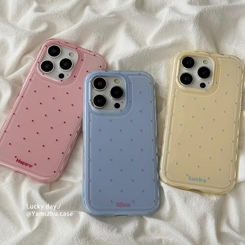 韩系ins风纯色波点适用于苹果16promax手机壳iphone14创意13Pro全包11防摔xr气囊12女mini个性7p透明xsmax