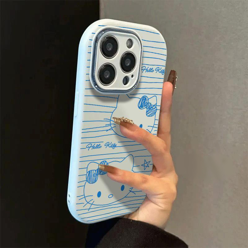 ZYL可爱涂鸦蓝色Kitty猫咪适用于OPPOA5PRO手机壳FINDX8/7全包a3pro新a2x女A1软壳A58卡通K10x软壳A93精胖A72