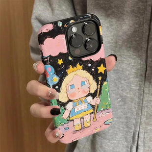 卡通油画哭泣女孩适用于vivo x200spro/x100s/x90/x80手机壳二合一s20pro/s19/s18e全包原创s17/12女卡通x60