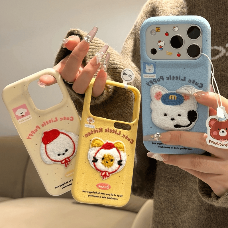 ZYL秋冬刺绣小狗标签适用于vivo iQOONeo11男女neo9spro手机壳iqoo15/13新neo10/6se大仿皮iqoo Z10/z9turbo