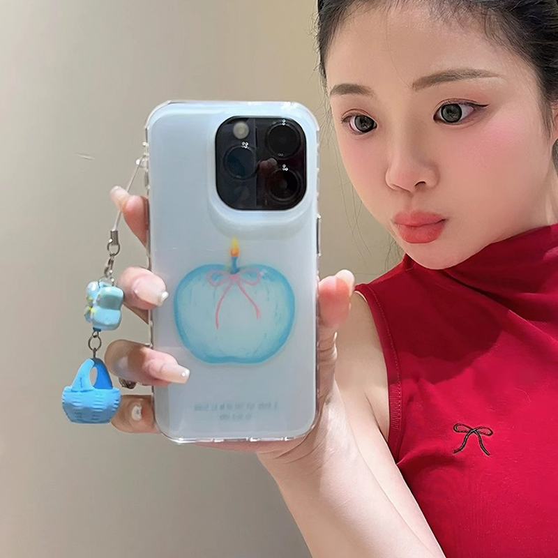 美术生油画清新蓝苹果适用于苹果16promax手机壳iphone15/14全包xsmax创意13proxr女12mini小众11pro白底IMD