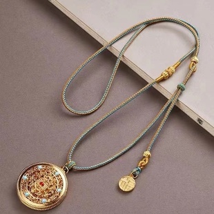 黄金吊坠专用绳手工编织古法八宝罗盘翡翠玉石挂件双挂新款项链绳