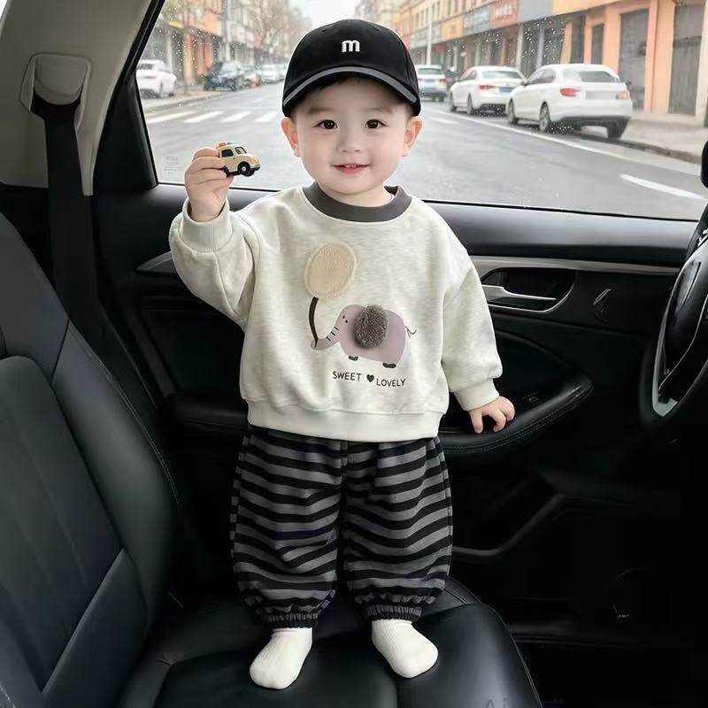 男童秋装套装宝宝春秋季韩版卡通