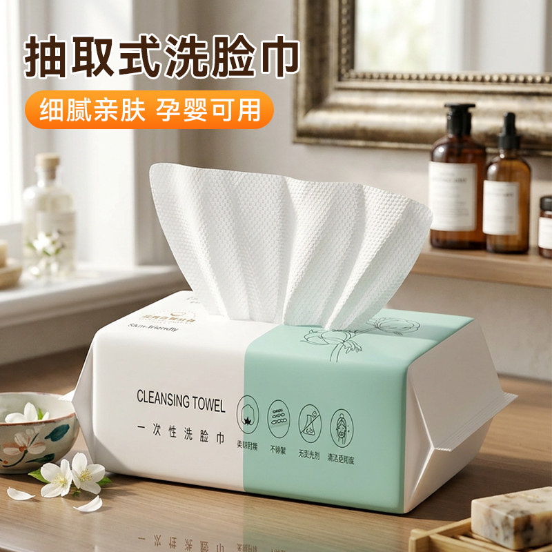 洗脸巾洁面巾一次性绵柔巾加厚纯绵洗面干湿两用学生卸妆不掉毛