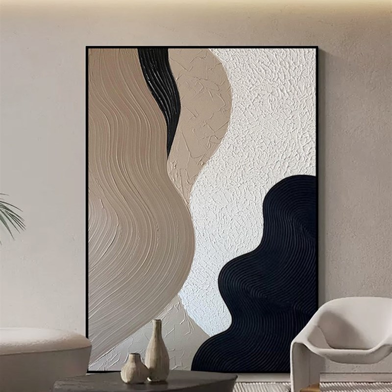 纯手绘油画现代h轻奢玄关挂画立体肌理色块客厅落地装饰画餐厅挂图片