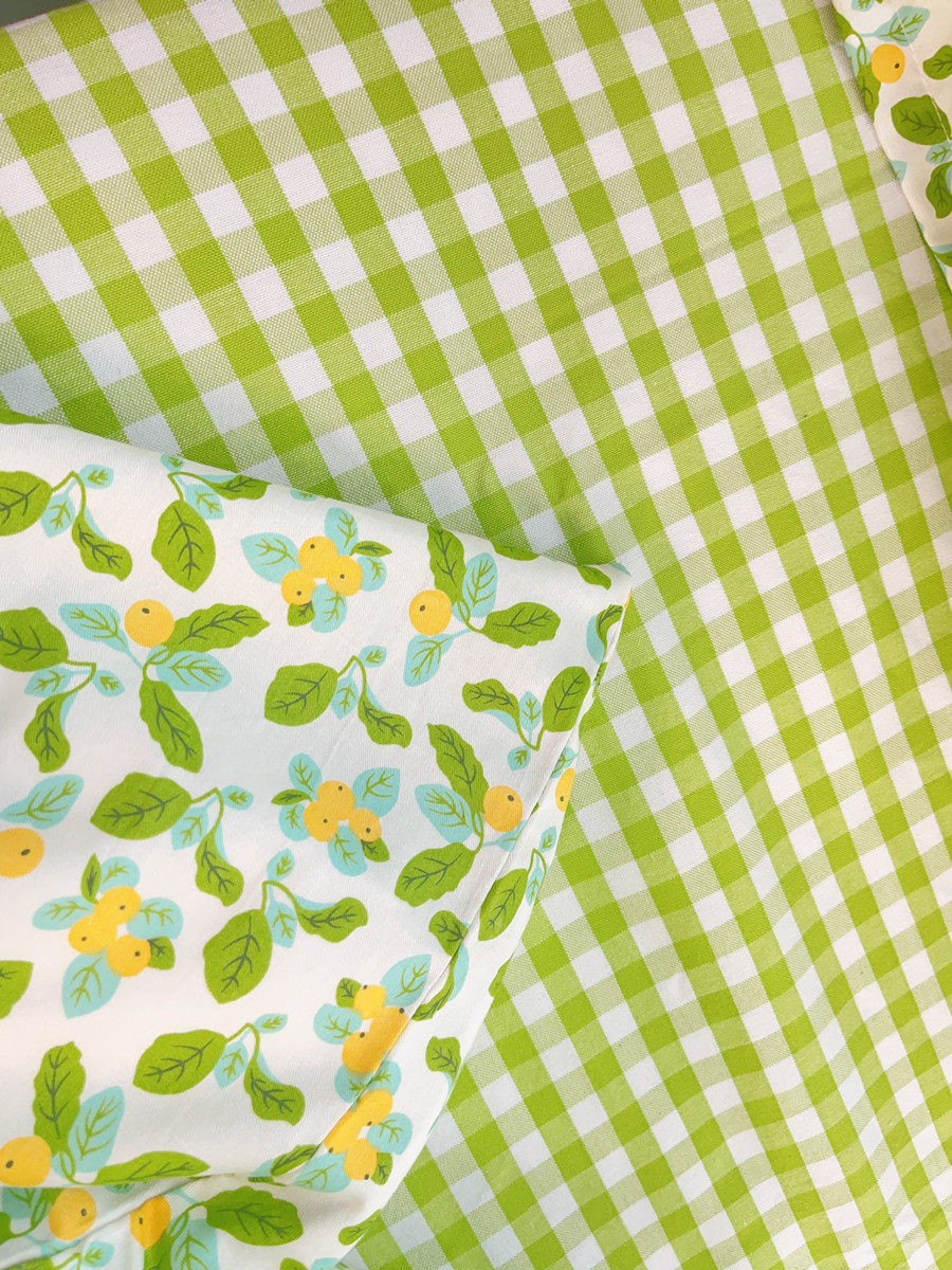 优质老粗 色纯棉斜纹被usi套】小清新布绿小格子床单【被单三件套