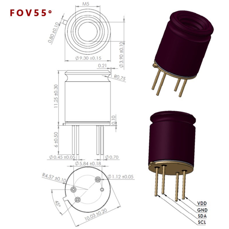 红外温度传感器 MLX90640ESF-BAA/BAB 32*24 IR array