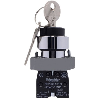 钥匙开关 XB2BG21C 2档常开自锁22mm金属按钮 单抽 双抽