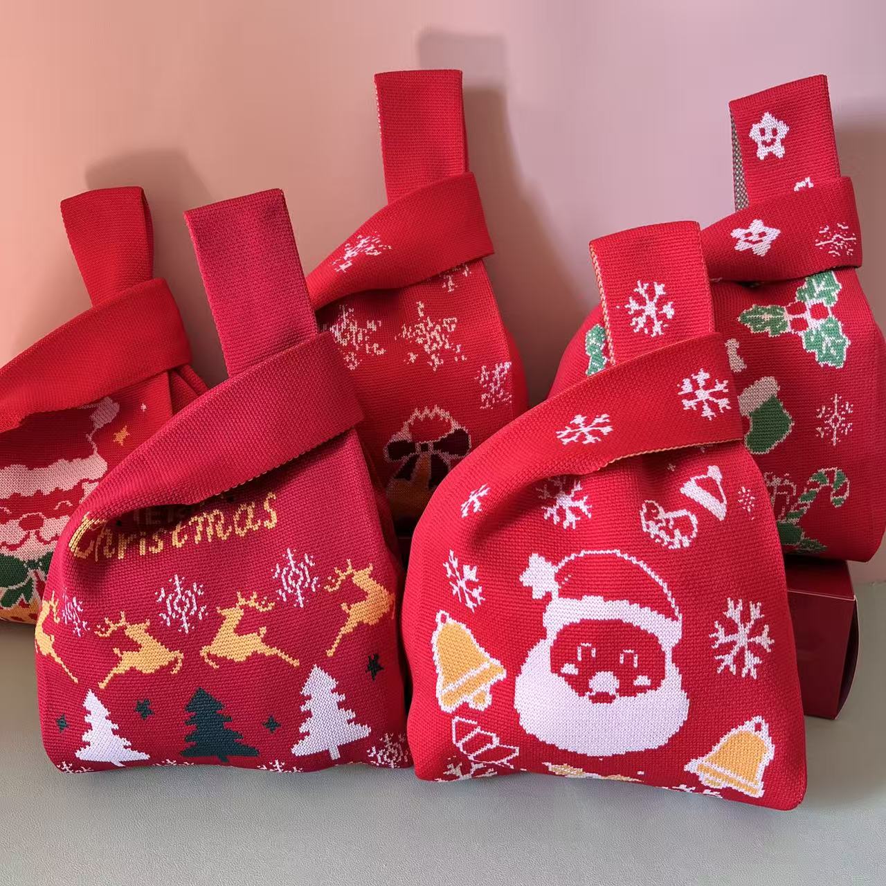 圣诞礼品袋糖果袋新年礼袋创意礼品袋针织小方包平安夜苹果袋手提