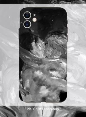 黑色液态硅胶相拥男女全包手机壳适用苹果15nova10华为p50E/mate60小米13opporeno9vivo荣耀80iPhone14