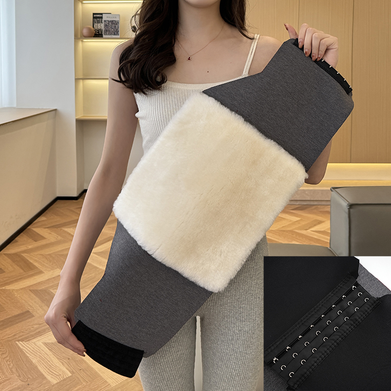 羊毛护腰带腹部保暖防寒挂钩腰围皮毛一体束腰带加高加宽暖宫暖胃