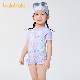 可爱甜美 商场同款 巴拉巴拉女童泳衣儿童泳装 小童防晒连体泳装
